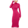 Casual Dresses 2022 Sexy Bodycon Dress Women Elegant Turtleneck Party Evening Robe Autumn Spring Solid Long Sleeve Midi Vestido De Mujer