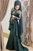 Скромные арабские мусульманские вечерние платья Русалка с высоким воротом и длинными рукавами Пром платья Аппликации Золотая кружевная баска Исламская Sp1513610
