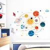 漫画太陽系惑星ウォールステッカー子供子供の家の家の装飾壁画の取り外し可能な壁紙寝室の苗床のステッカー
