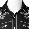 Black Embroidery Shirt Heren Merk Star Mens Button Down Shirts Heren Lange Mouw Jurk Chemise Homme Camisa XXL 210626