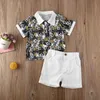 AA Summer Infant Baby Boys Odzież Odzież Baby Floral Krótki Rękaw Koszulka Szorty Party Odzież 6m-5Y G1023