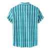 Camicie casual da uomo Camicetta in cotone Biancheria in cotone Striscia Shipe Shirt Shirt manica corta Single Breasted Collar Turn-Down