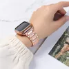 Imitação Jewel SmartWatch Straps + Diamond Case Watchbands Mulheres Diamond Watch Band para Apple Iwatch Series 7 6 5 4 Cinta de liga de zircônio 41mm 45mm pulseira pulseira pulseira