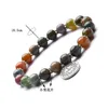 Stränge Natürlicher indischer Achat 8 mm Buddha-Perlenarmbänder Armband Yoga-Meditation Om-Anhänger kleine Schneeflockenflocke