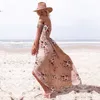 Vrouwen uit schouder bloemenprint boho jurk vrouwen strand zomerjurk dames strapless lange maxi jurk vestidos vrouwelijke XS-5XL 210422