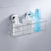 Étagère de salle de bain en acier inoxydable douche double ventouse montage mural porte-shampooing panier cuisine organisateur 210724