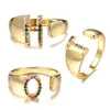 Cluster ringen verstelbare initiële ring voor vrouwen bohemien regenboog zirkoon goud kleur letter naam vinger heren accessoires sieraden KBR034