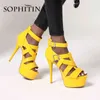 Sophitina أزياء المرأة مضخات ضيقة الفرقة الديكور الكاحل مشبك حزام منصة جودة عالية أحذية مضخات أنيقة الحديثة PO460 210513