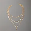 Подвесные ожерелья 2021 Винтажная модная многоуровневая колье для женщин для женщин Boho Golden Snake Chain круглое письмо с блестками "E"