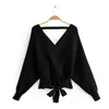 Women's Sweaters Women Batwing Sleeve Autumn Winter Sexy V-neck Top Fashion Solid Color Knitwear Jumper For Female Ladies Casual