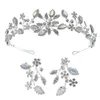 Klipsy do włosów Barrettes Opaski na głowę Zestaw kolczyków na ślub Pearl Bridal Tiara i Crown Leaf Headpiece Akcesoria Bride