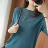 summer oversize basic striped Sweater Pullovers Women female o-neck loose hollow out sweater knit thin Jumpers top 210604