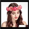 Otras joyas para el cabello Drop Delivery 2021 Amazon Top Seller Encantador Fancy Beauty Mujeres Tocado Flor Venta al por mayor Custom Rose Bridal Garland Zru
