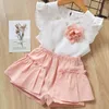 Mädchen Kleidung Sets Sommer Kinder Blumen Kleidung Top Hemd und Hosen Baby Mädchen Anzüge Kinder 210429