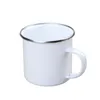 12oz Sublimation Enamel mug heat transfer enamelled tumblers with handle 350ml Blank white sublimated Coffee mugs unbreakable drink cup DIY Printing