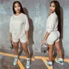 NEWDISCVRY Letter Print Casual Women's Two Piece Outfits Set Tracksuit Shirt Sexy Top +biker Shorts Jogger 2 Piece Active 2020 X0428