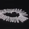 15.5"strand Natura Clear White Quartz Top Drilled Point Loose Beads,Raw Crystal Stick Graduated Pendant Beads Jewelry