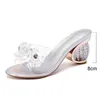 PVC Jelly Sandals Women Crystal Peep Toe High Heels shoes Crystal Transparent Heel Sandals Slippers Pumps Women Shoes X0526