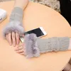Fingerlose Handschuhe Strickimitation Pelz Handschuh Wolle Weibliche Herbst Winter Warme Mund Mode Square Armhülse Kurze Stil Frauen