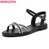 MORAZORA MAAT 34-43 Zomerschoenen Lederen Sandalen Dames Gesp Strap Platte Sandalen Dames Casual Schoenen Vrouwelijke 210506