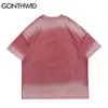 Magliette oversize Distressed Tie Dye T-shirt manica corta Hip Hop Harajuku Moda Estate T-shirt in cotone casual Top 210602