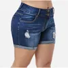 Plus Size Streetwear Push Up Slim Hip Cuffed Short Jeans 3XL 4XL Zomer Koreaanse Gaten Dames Gescheurde Casual Denim Shorts 210611