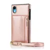 Étuis en cuir PU pour iPhone 13 12 Pro Max 11 SE 10X6 6s 7 8 Plus XR XsMax Cartes Zipper Flip Wallet Book Phone Case