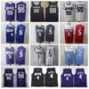 Erkekler Basketbol De Aaron Fox Jersey 5 Vintage Retro Jason Williams 55 Chris Webber 4 Neemias Queta 88 Siyah Beyaz Mor Kırmızı Mavi Nefes Spor Hayranları için Yüksek Kalite