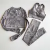 3PCS Camo Seamless Yoga Set Sports Wear Women Fitness Clothing Yoga Leggings+Sport Bra+Long Sleeve Crop Top Gym Sports Suits T200326