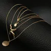 Подвесные ожерелья ретро-этнический стиль золотой лунный рога длинные кисточки диск ожерелье многослойное сочетание сплавов.