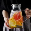 Glass Water Pitcher Hammered Square Flat High Temperature Resistance Heatable Kettle Cold Water Bottle Fruit Juice 1700ML