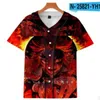 Herenhonkbal Jersey 3D T-shirt Gedrukt knoop Shirt Unisex Zomer Casual Underders Hip Hop Tshirt Tieners 043