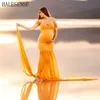 Maxi Maternity Gown Pregnancy Dress Photography Props Maternity Dresses for Photo Shoot Sexy Off Shoulder Pregnant Woman Clothes Q0713