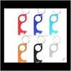 Housekeeping Organization Home & Gardencontactless Key Chain Operner Door Metal Pendant Opener Non-Touch Press Elevator Tool 5Color Drop Deli