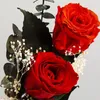 Couronnes de fleurs décoratives Haute Qualité Double Roses Éternelles Bouquet De Fleurs Artificielles Pour La Saint Valentin Cadeaux De La Fête Des Mères Su