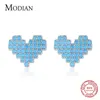 32 Style 100% 925 Sterling Silver Fashion Hearts Clear CZ Turquoise Orecchini per le donne Simple Wedding Fine Jewelry 210707