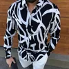 Camicie casual da uomo 2021 stile punk raso di seta stampa digitale camicia da uomo slim fit a maniche lunghe con stampa floreale Tops299F