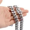 14mm Boys Men's High Quality Silver Color Stainless Steel Curb Cuban Link Miami Chain Necklace Rapper Jewelry 7-40inch2943