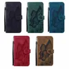 Intryck Butterfly Flower Vintage Leather Plånbok Fall för Samsung S23 Fe Ultra A04 A23E A14 5G A32 S21 Plus A25 A24 Note 20 Ultra A12 Holder Flip Cover Pouch Purse Purse