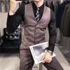 Retro Striped Mens Suit Vest Smart Casual Slim Vests Men Formal Dress Business Wedding Party Vintage Male Waistcoat Gilet Homme 210524