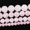 Wojiaer 6 8 10 12mm Rose Quartz Natuurlijke stenen Ronde Ball Loos Spacer kralen Diy Sieraden Oorbellen maken BY915