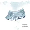 Summer Mens Ice Silk Boxers Breathable Mesh Men Underpants Mid waist Male Boxer U Convex Pouch Shorts