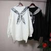 H.SA Woman Sweaters Strikje Lange Pullover en Jumpers Leopard Pull Femme Ruffles Sweaters Warm Knit Lange Sweater Tops 210716