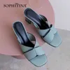 Sophitina Casual Sandals Kvinnor Concise Fashion Square Heels Handgjorda Solid Western Style Skor Högkvalitativ Ladies Sandals SO468 210513