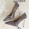 Spring Women Shoes High Heels Glittering Sparkling Shining Pointed Toe Slip On Solid Beige Purple Wedding Sexy Pumps 210520