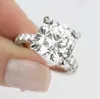 Oryginalny 925 Sterling Silver Band Pierścionki Symulowane Diamond Wedding Zaręczyny Koktajl Kobiety Topaz Gemstone Ring Finger Biżuteria
