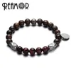 Reamor Natural Bronzite Gem Sten Rund Smoot Loose Ball Pärlor För Smycken Göra Design DIY Armband Välj storlek 6/8 / 10mm