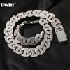 UWIN 17MM Heavy Miami Baguette Zircon Necklaces for Men Iced Out Cuban Link Chain AAA CZ Prong Setting Necklaces Hip Hop Jewelry 2305U