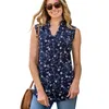 Blusa con estampado floral vintage camisa de verano sin mangas de gasa sexy con cuello en v camisas de mujer casual suelta chemise 210508