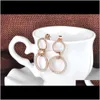 Drop Delivery 2021 Fashion Double Circle Stainless Steel Stud Earrings Rose Gold Handmade Clay White Crystals Ear Jewelry For Women Je19010 Y